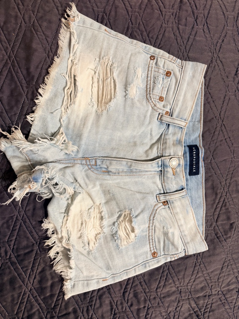 Aeropostale Light Wash Distressed Denim Cutoff Shorts